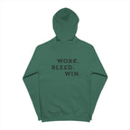 Zip Hoodie — "Work. Bleed. Win." Motivational Zip-Up Hoodie