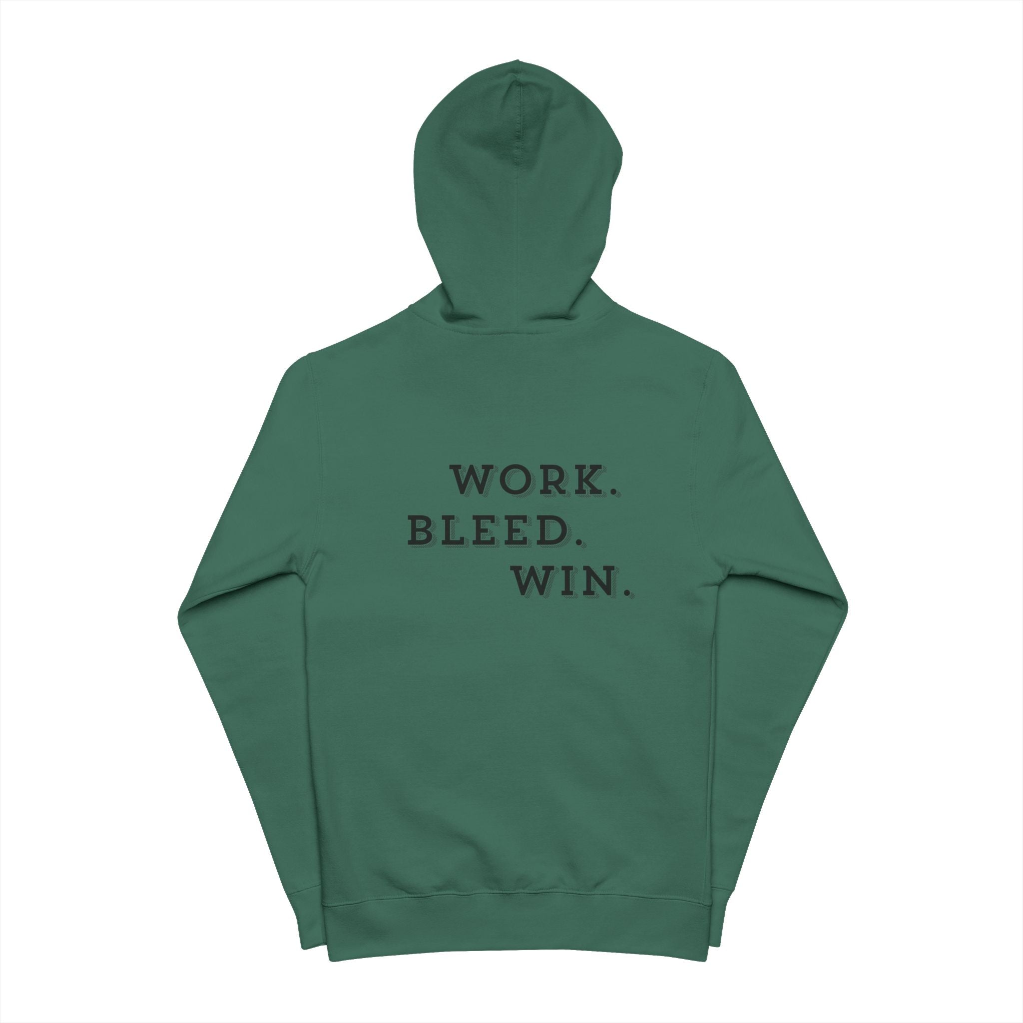 Zip Hoodie — "Work. Bleed. Win." Motivational Zip-Up Hoodie