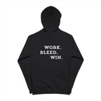 Zip Hoodie — "Work. Bleed. Win." Motivational Zip-Up Hoodie