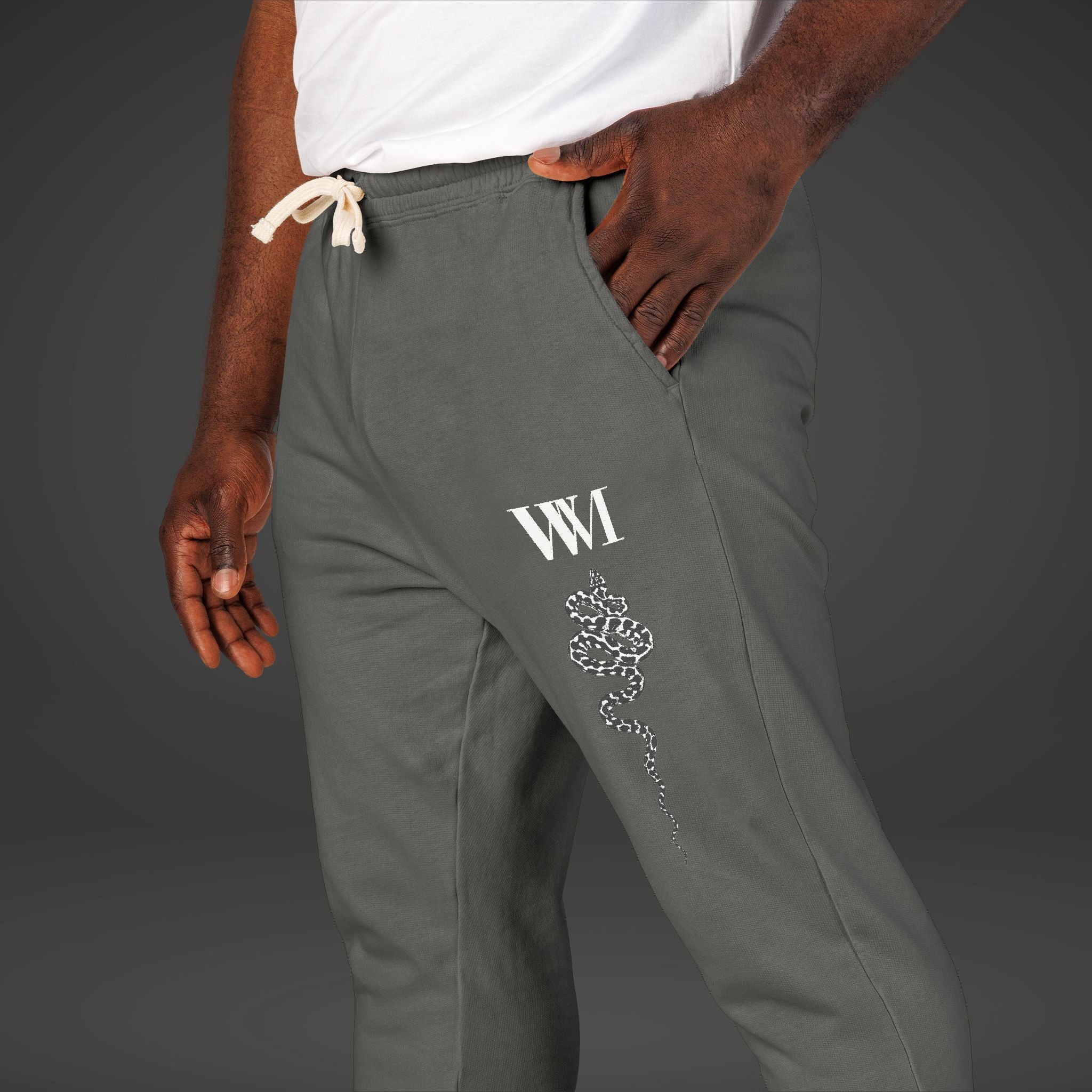 Sweatpants — 'WM' Drip Graphic Fleece Joggers