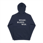 Zip Hoodie — "Work. Bleed. Win." Motivational Zip-Up Hoodie